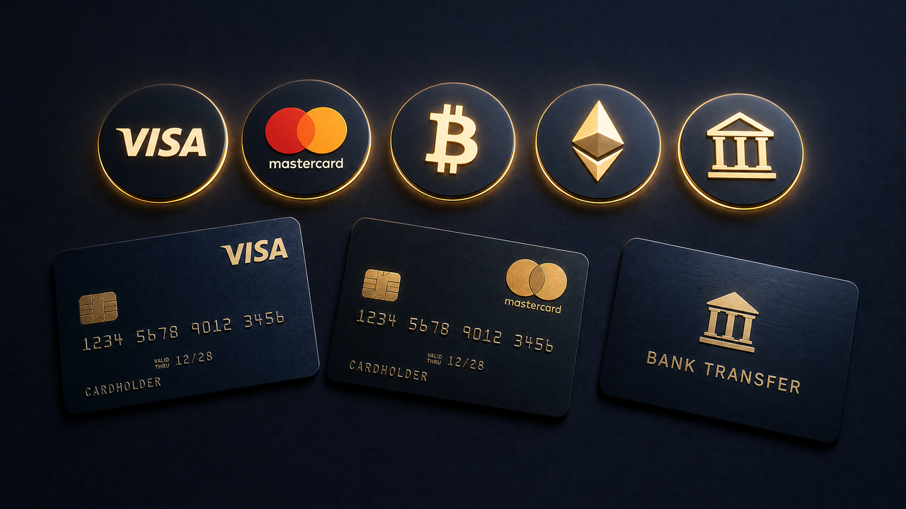 Binomo supported payment methods including Visa, Mastercard, Bitcoin and bank transfer